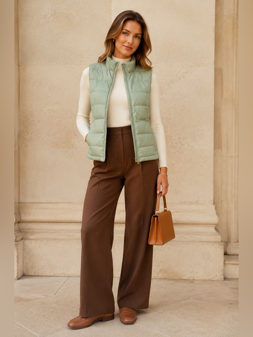 Green Puffer Vest‎